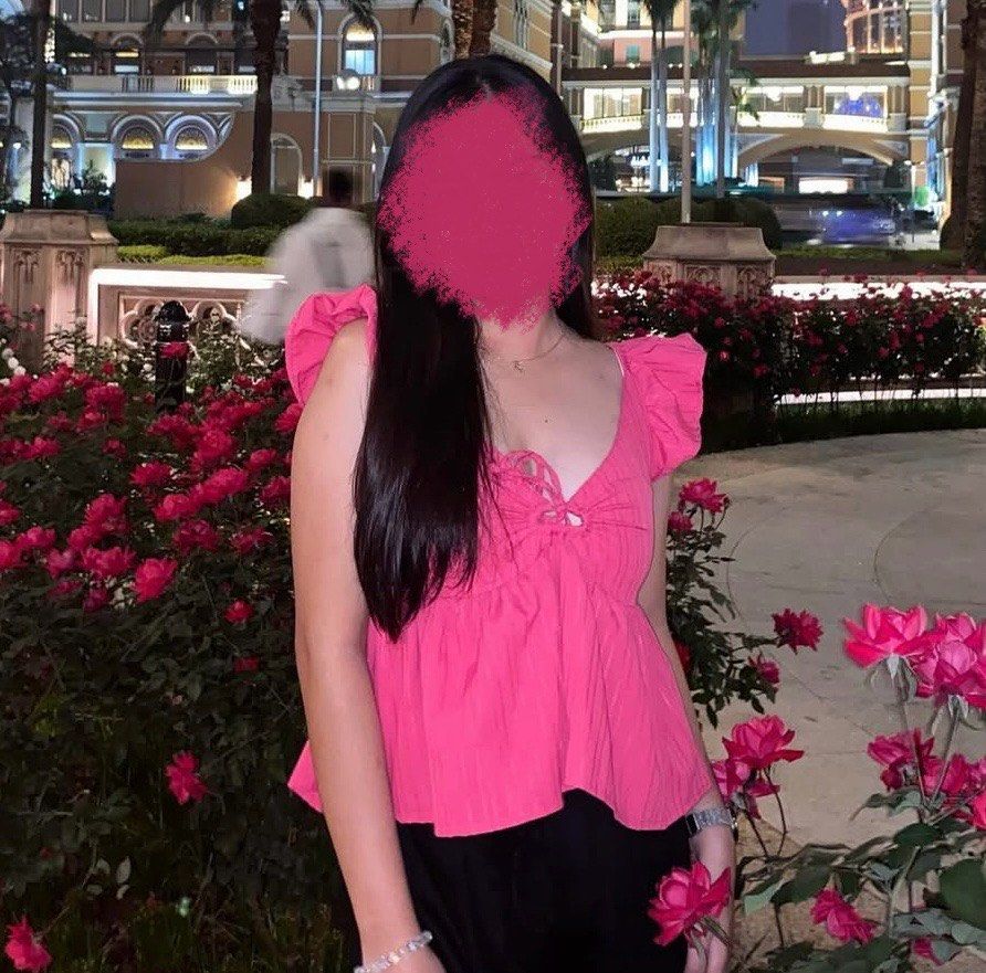 Ruffle Sleeves Peplum Top (Category: Blouses) located in Manila. Submitted by mscyaa.declutter (Listing ID 1399482855, Image 1). Description: used once only fuschia pink color small to medium location: nueva vizcaya.