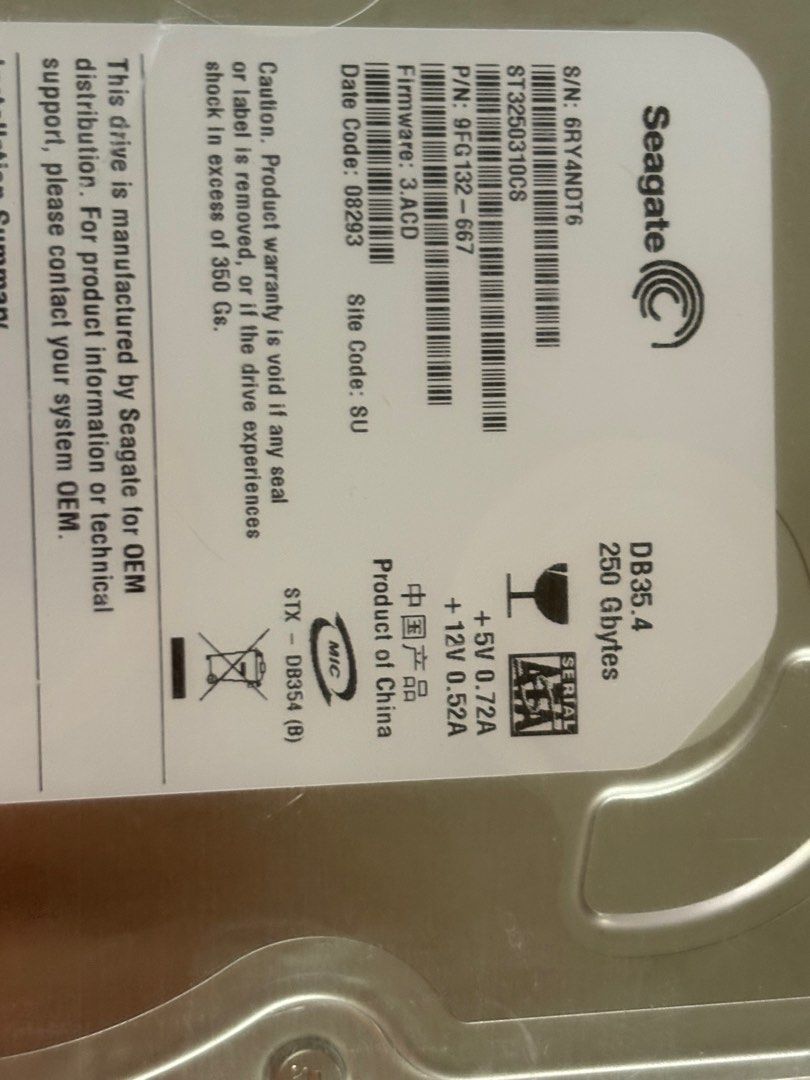 Seagate DB35.4 250GB SATA Desktop Hard Drive439432439609446402