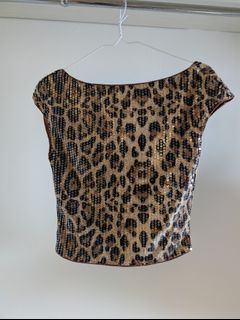 Sequin Leopard Print Top64237986415873110