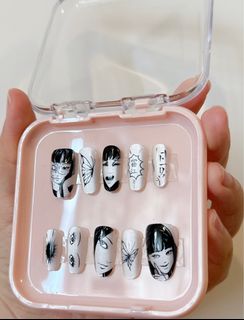 本地購入全新恐怖主題富江漫畫風格美甲穿戴甲一set S size64234668880258110