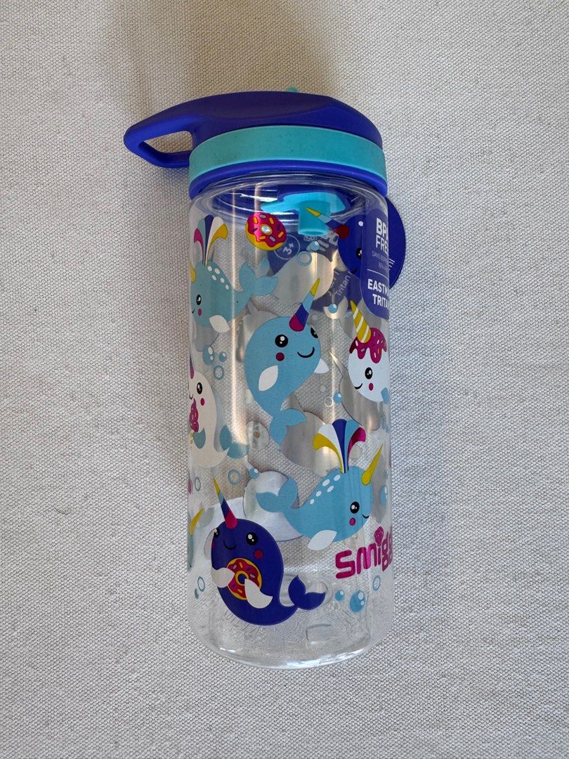 Smiggle water bottle purple whale (Category: Other Babies Going Out Needs) located in Quezon City. Submitted by rimaostwani (Listing ID 1399545438, Image 2). Description: Online purchase from SM - arrived without a straw .
