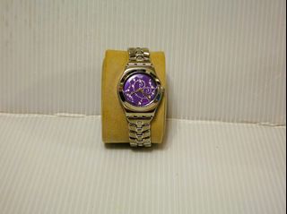 女裝SWATCH IRONY 不銹鋼三針電子石英手錶 紫色面(有電)64240421393281110