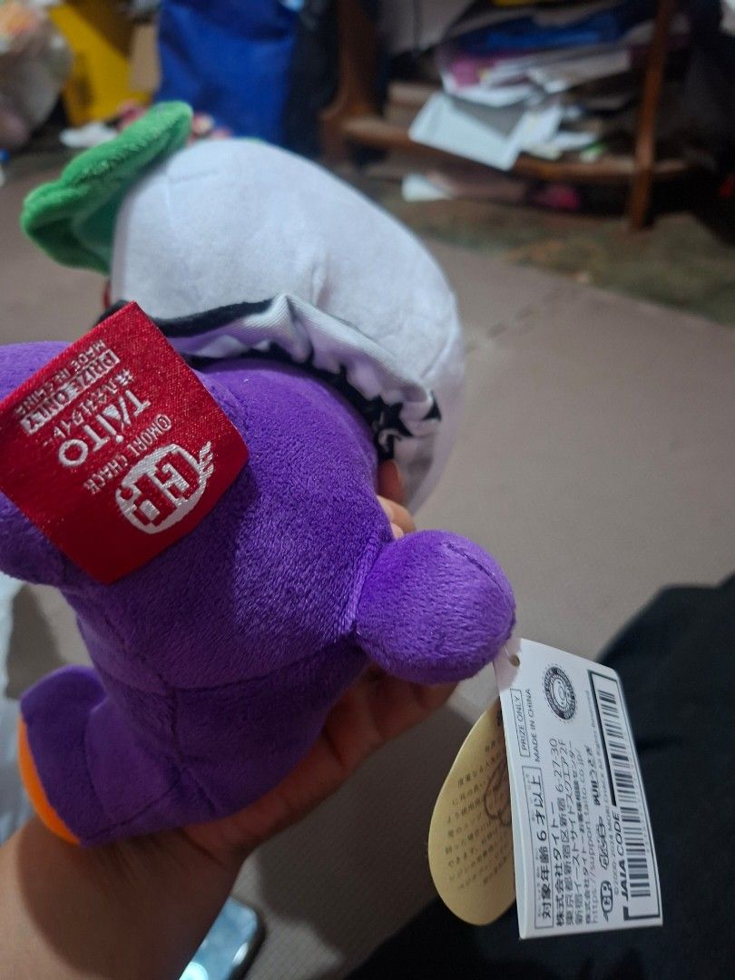 Taito Omori Grace Plush Toy (Category: Plushies & Soft Toys) located in Manila. Submitted by ghibz (Listing ID 1399539728, Image 2). Description: - Taito Omori Grace plush toy - Unique clown-like face design - Purple body - Includes original tag - Made in China - Ideal for plush toy collectors.