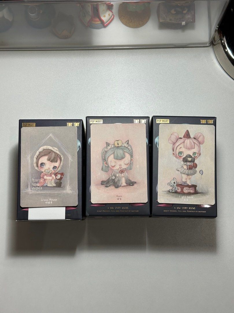 Tinytiny The Prologue (Category: Designer & Blind Box Toys) located in Taguig. Submitted by declutterwithwella (Listing ID 1399592277, Image 1). Description: Born - ₱400 Glass House - ₱450 Fight Back - SOLD with box, foil and card sealed foil, box was opened from the bottom Location: Taguig, Metro Manila MOP: GCash MOD: J&T, GGX, Same-day delivery or meetup around BGC.