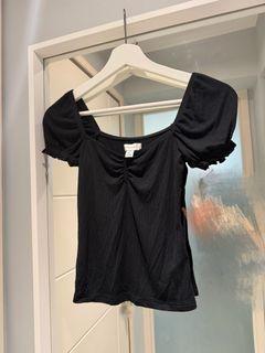 Topshop 黑色泡泡袖上衣64235806269954110