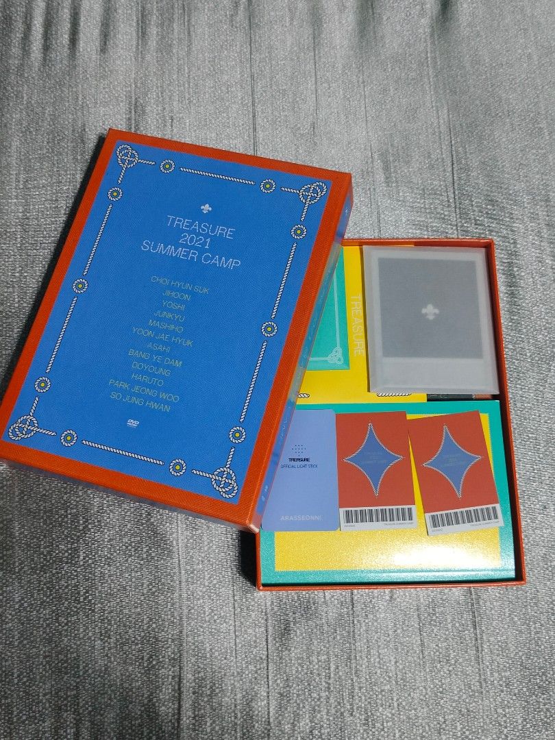 Treasure 2021 Summer Camp Album (Category: CDs & DVDs) located in Bocaue. Submitted by aphroditeee. (Listing ID 1399553511, Image 2). Description: INCLUSIONS •Package Box •DVD •Photobook •Making Book •Mouse Pad •Photo Bookmark set (complete) •Accordion Postcard set (complete) •Large Photocard set (1 orange card missing) •Mini photocards set(Haruto missing) •Polaroid set (Haruto missing) LOC: Bocaue, Bulacan MOP: Gcash only MOD: jnt or lalamove or