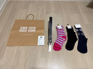 Uniqlo Leather Belt & Sock $60 all items64240421600385110