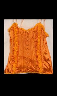 [Vintage] 適合萬聖節穿着 蕾絲Orange Top /Lace Vest/ Lace Top /蕾絲背心64236714243458110