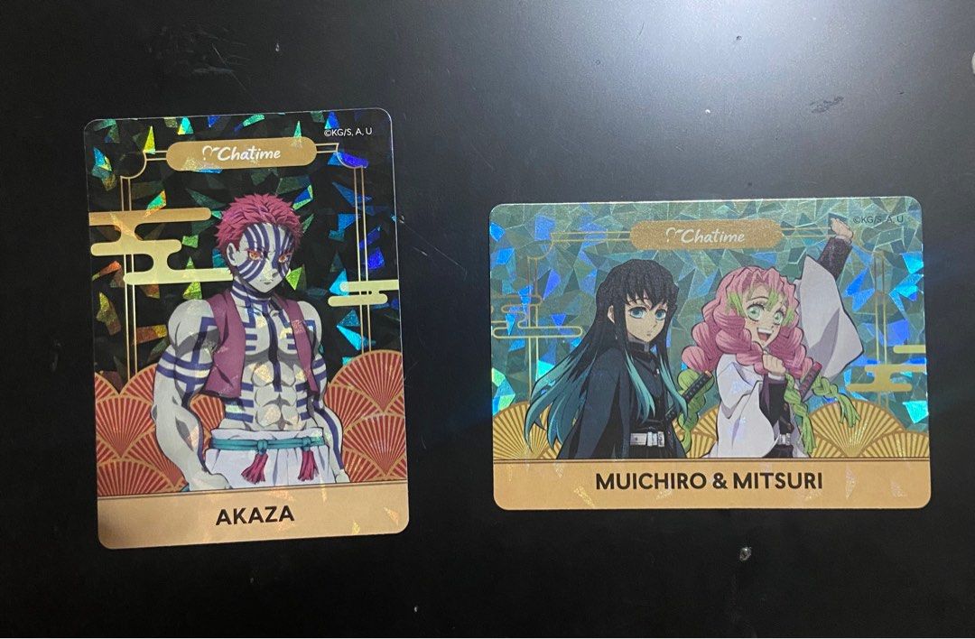 WTT / For Trade Chatime Demonslayer Cards (Category: Raw Singles) located in Quezon City. Submitted by ysabelle_bianca_27 (Listing ID 1399528220, Image 1). Description: Muichiro and Mitsuri for Trade Meet up only: Sm north One ayala bgc Sm Fairview.