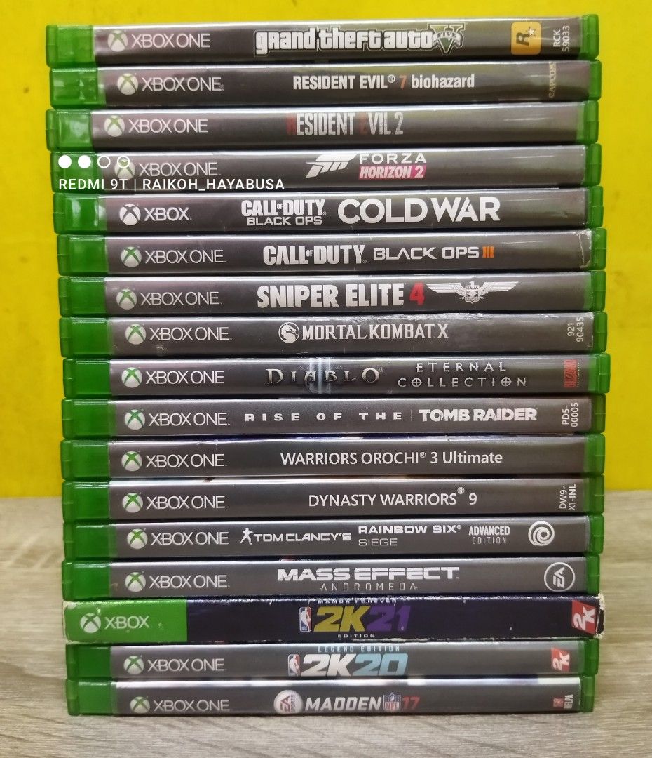 Xbox One Games TESTED Working!!! (Category: Xbox) located in Dasmarinas. Submitted by nixx_hayabusa (Listing ID 1399483520, Image 1). Description: Xbox One And Xbox 360 Games For Sale Xbox One Game Titles: Grand Theft Auto V Premium Edition 700 (SOLD) Resident Evil 7: BIOHAZARD 600 (SOLD) Resident Evil 2 600 (SOLD) Forza Horizon 2 600 (SOLD) Diablo III Eternal Collection 700 Rise Of The Tomb Raider 500 (SOLD) Warriors Orochi 3 Ultimate 500 Dynast