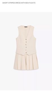 Zara 折裙西裝背心式連衣裙，帶方格褶64240105500033110