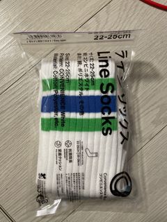 購自台灣 全新Lawson strips socks Made in Taiwan 藍綠間條襪 22-25 cm64246851360386110