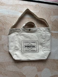 日本 Porter Tokyo Japan 米白色 size M 中碼 x TRAVEL COUTURE Logo White Tote Bag 帆布袋 手挽 上膊 布袋 Tote White Lowercase bag 吉田 東京 大阪 Osaka 絕版64245677450371110