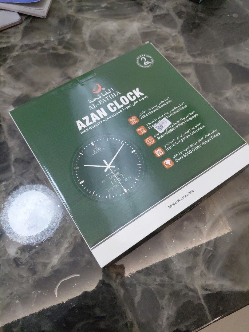 Al-Fatiha Azan Clock - Model TAI-160, Furniture & Home Living, Home ...
