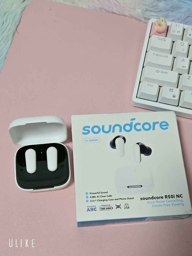 Anker Soundcore R50i NC Earbuds ANC (Category: Earphones) located in Angeles City. Submitted by kinadi051390 (Listing ID 1399795470, Image 2). Description: - Soundcore R50i NC Earbuds - Adaptive Noise Cancellation (ANC) - 4-Mic AI for Clear Calls - 2-in-1 Charging Case (Phone Stand) - Includes: Earbuds, Charging Case, Extra Ear Tips, Charging Cable, Quick Start Guide.