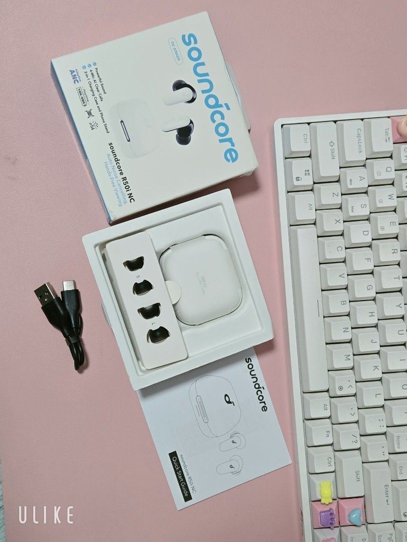 Anker Soundcore R50i NC True Wireless Earbuds (Category: Earphones) located in Angeles City. Submitted by sjd_stuff (Listing ID 1399795673, Image 1). Description: - Soundcore R50i NC True Wireless Earbuds - Noise Cancelling - Includes: Charging Case, USB-C Cable, Extra Ear Tips - Features: - Automatic Noise Cancelling - Powerful Sound with 10mm Drivers - 10-Hour Playtime (45 Hours with Case) - 4-Mic AI Clear Calls - IP54 Water Resistance.