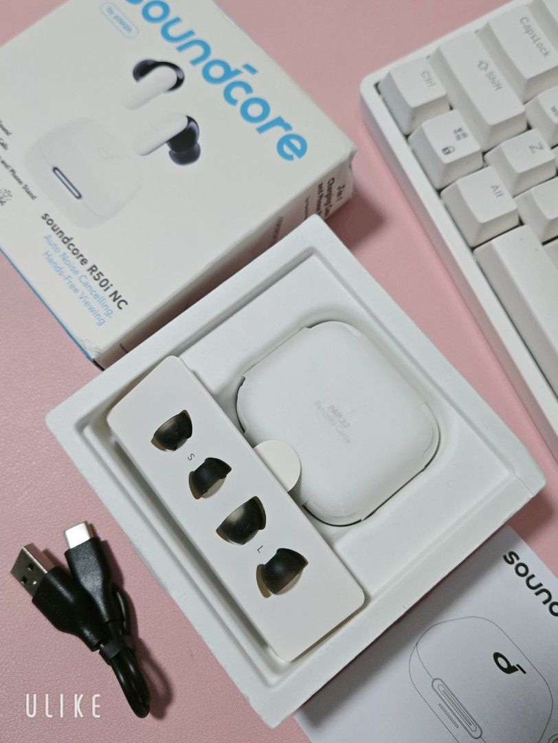Anker Soundcore R50i NC True Wireless Earbuds (Category: Earphones) located in Angeles City. Submitted by sjd_stuff (Listing ID 1399795673, Image 2). Description: - Soundcore R50i NC True Wireless Earbuds - Noise Cancelling - Includes: Charging Case, USB-C Cable, Extra Ear Tips - Features: - Automatic Noise Cancelling - Powerful Sound with 10mm Drivers - 10-Hour Playtime (45 Hours with Case) - 4-Mic AI Clear Calls - IP54 Water Resistance.