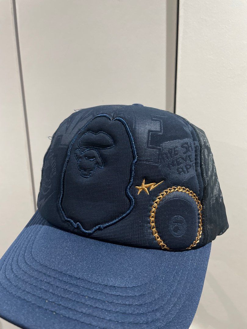 BAPE Navy Trucker Cap mesh (Category: Caps & Hats) located in Bocaue. Submitted by vintagecollector_ (Listing ID 1399800703, Image 1). Description: Bnew bape mesh cap, Very good condition Rare design.