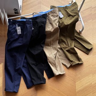 Beams 經典純色簡約小紅繩後兜復古斜紋棉布寬鬆2褶錐形休閒褲 Chino Pants64245676859138110
