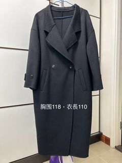 黑色雙排扣羊毛大衣64246850775426110