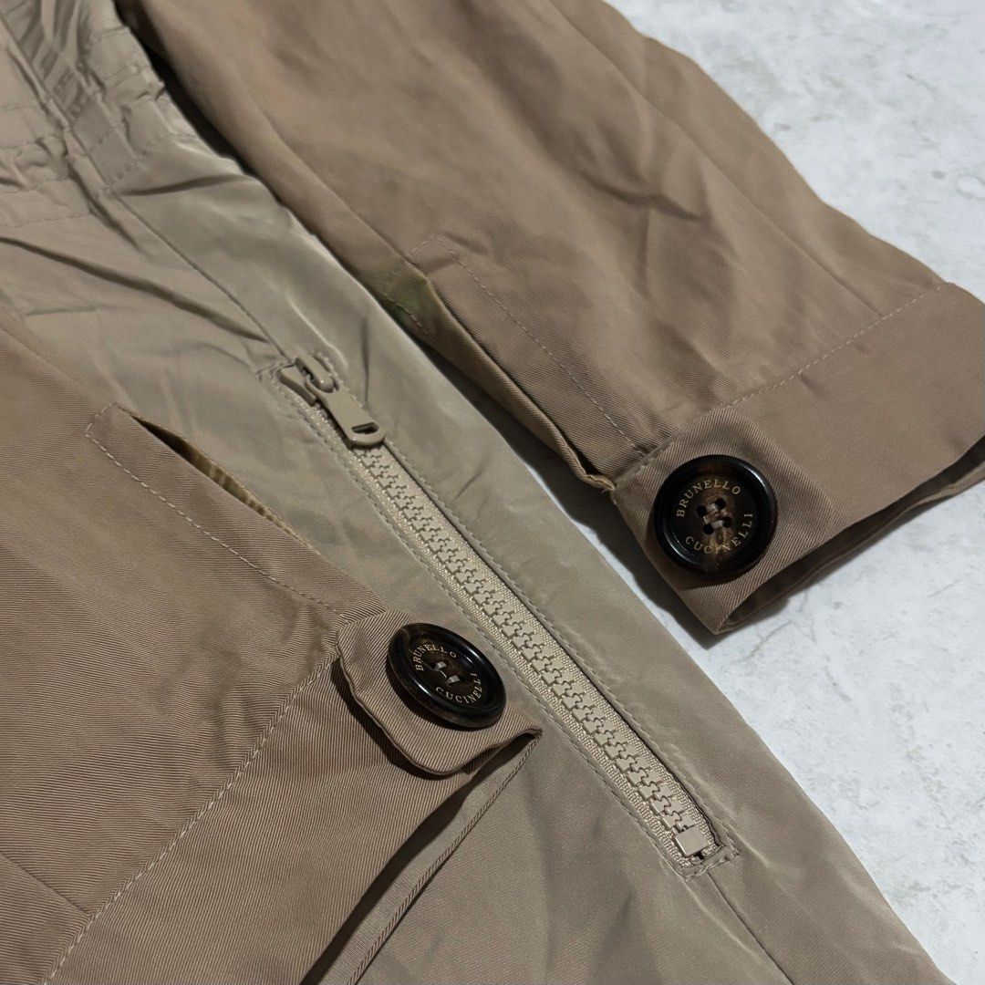 Brunello cucinelli beige trench coat jacket (Category: Luxury Apparel) located in Cebu City. Submitted by florianmiral (Listing ID 1399789283, Image 3). Description: Brunello cucinelli beige trench coat jacket Excellent condition with minor flaw due to sign of usage, please check last photo. Still presentable and wearable 42 on tag W 20.5 L 35 Sleeve length 25.