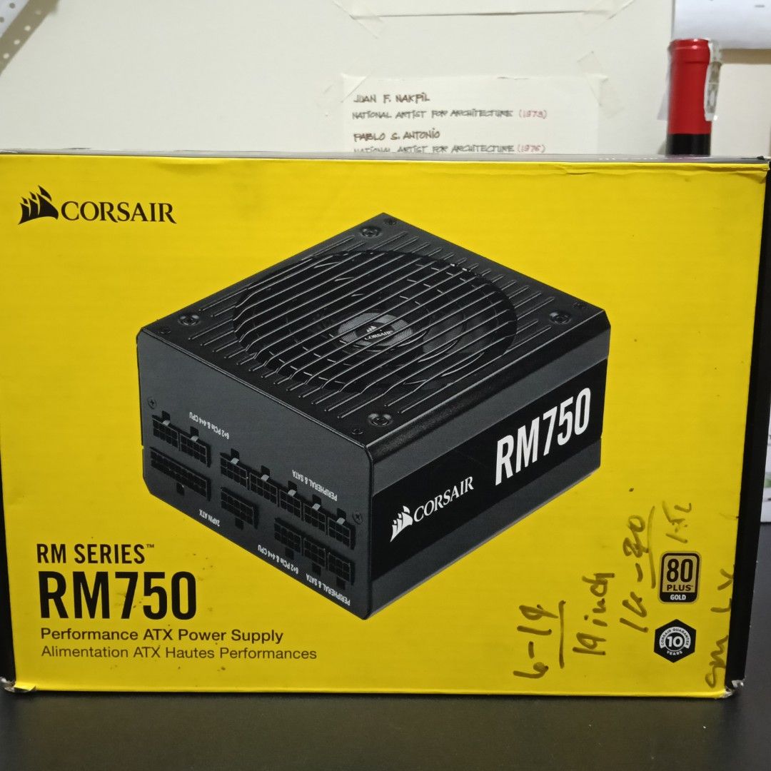 Corsair RM750 Performance ATX Power Supply (Category: Computer Parts) located in Manila. Submitted by alvin9ers (Listing ID 1399770807, Image 1). Description: ✅ Key Specifications Wattage: 750 W continuous output. Efficiency Certification: 80 PLUS Gold. Fully Modular cable design (you connect only the cables you need). Single +12V rail delivering up to 62.5 A for the 12 V output (i.e., full 750 W on +12 V). Input Voltage Range: 100 – 240 V AC, 47