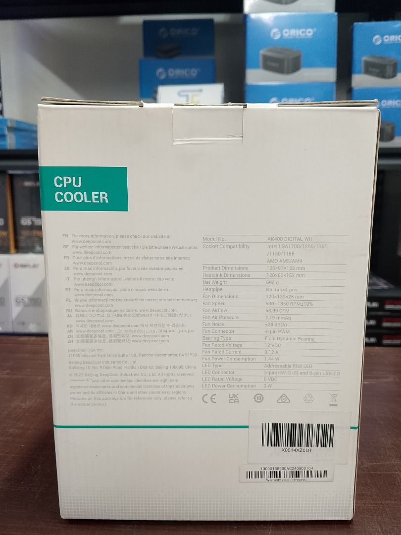 Deepcool AK400 Digital White CPU Cooler with Temperature Display (Category: Computer Parts) located in Pasig City. Submitted by technofuseofficial (Listing ID 1399706229, Image 2). Description: Deepcool AK400 Digital White CPU Cooler with Temperature Display Brand New and Original Items Store Location: 4F Unit 402, 604 Shaw Boulevard, Barangay Kapitolyo, Pasig City Same Day Delivery: - Lalamove delivery within Metro Manila - For walk-ins: Always 