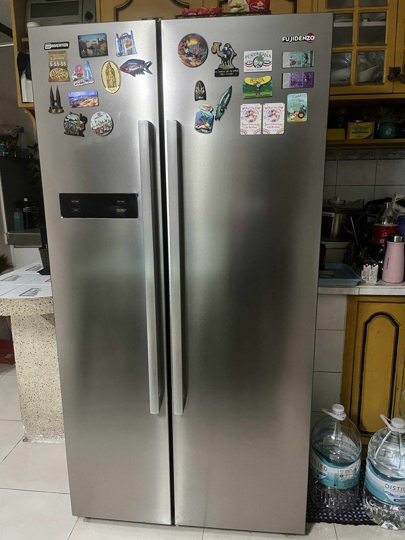 Fujidenzo Side-by-Side Refrigerator ISR-20SS (Category: Refrigerators and Freezers) located in Cainta. Submitted by naaaatalisod (Listing ID 1399773537, Image 2). Description: - Fujidenzo Side-by-Side Refrigerator (Model ISR-20SS) - Stainless steel finish - Spacious interior with multiple shelves and compartments Bought it for 36,000 Hindi na ginagamit. No issues.