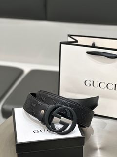 🌟Quality Assurance🌟GUCCI Matte Black Leather Belt64247023981955110