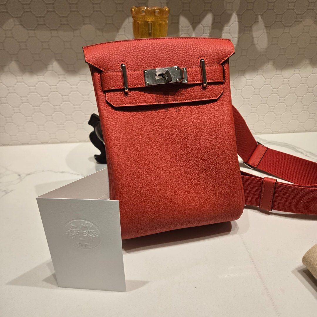 Hermes Hac A Dos PM Rouge Radieux in Togo, Palladium  display picture 3