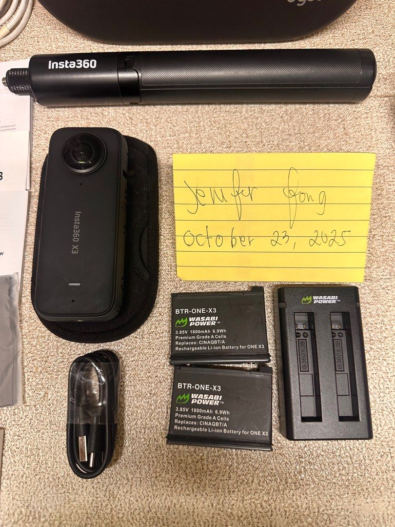 Insta360 X3 Action Cam (Category: Cameras) located in Marikina City. Submitted by jensfong (Listing ID 1399807985, Image 2). Description: For Sale: Insta360 X3 Selling my Insta360 X3 Complete set with all original accessories Includes: • 2 extra Wasabi batteries + 1 original battery • Original invisible selfie stick • Unused lens cloth • Unused charging cable • Original protective pouch Everything works perfectly and has been well taken care of. 