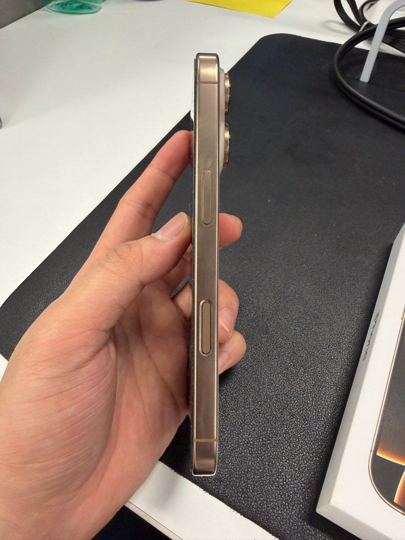 iPhone 16 Pro 256GB (Category: iPhone 16 Series) located in Makati City. Submitted by evrlg (Listing ID 1399693696, Image 3). Description: FOR SALE/TRADE iPhone 16 Pro 256gb Desert Titanium Globelocked With apple warranty until Dec. 2025 94% BH Php 47,500 only Inclusions: - Original Box - Original Cable - Original Apple Silicone Case in Black Makati/BGC Area meet.