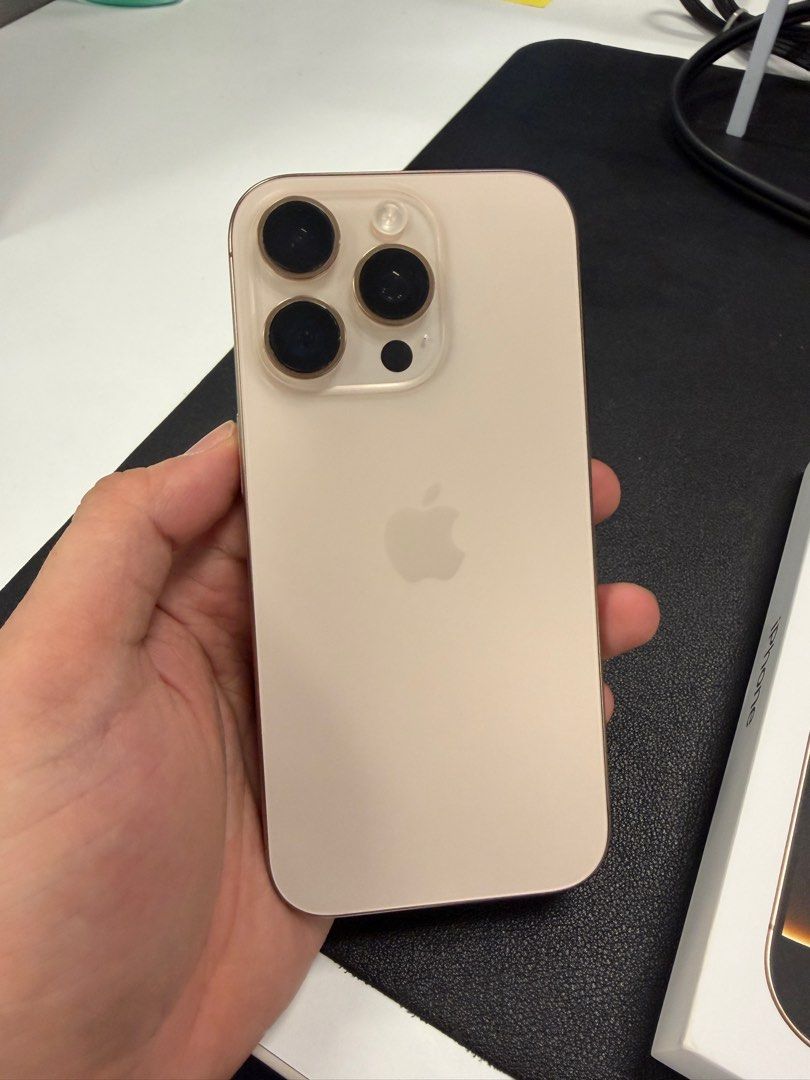 iPhone 16 Pro 256GB (Category: iPhone 16 Series) located in Makati City. Submitted by evrlg (Listing ID 1399693696, Image 2). Description: FOR SALE/TRADE iPhone 16 Pro 256gb Desert Titanium Globelocked With apple warranty until Dec. 2025 94% BH Php 47,500 only Inclusions: - Original Box - Original Cable - Original Apple Silicone Case in Black Makati/BGC Area meet.