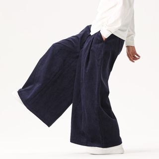 M-5XL 黑 紫 綠 深藍👖 百搭男裝闊身款休閒鬆身復古工裝褲oversize燈芯絨闊褲64246685001859110