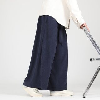 M-5XL 黑 啡 藍👖 百搭男裝闊身款休閒鬆身復古工裝褲oversize燈芯絨闊褲休閒褲64246852329986110