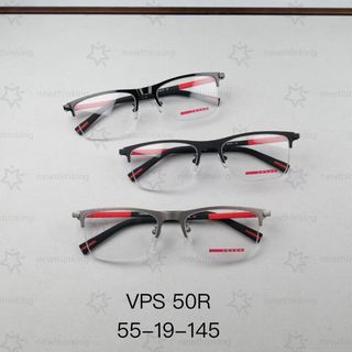 PRADA普拉達近視眼鏡框鏡架光學VPS50R方形金屬半框男款0PS 50R SIZE 55-19-14564247023959171110