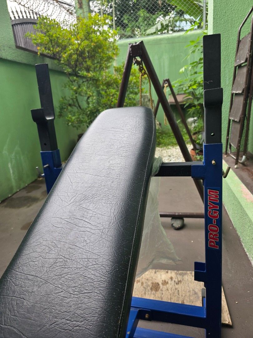 Pro-Gym Bench Press (Category: Weights & Dumbbells) located in Quezon City. Submitted by zabanana (Listing ID 1399680003, Image 3). Description: Pro-Gym Bench Press Reason for Selling: Decluttering Flaws: with rust underneath Payment Options: BPI, Unionbank, Gcash Delivery Fee: Buyer's Cost.
