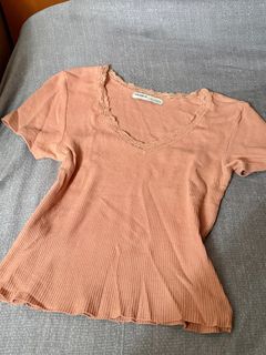 Pull&Bear Ribbed Top with Lace Trim64246532055811110