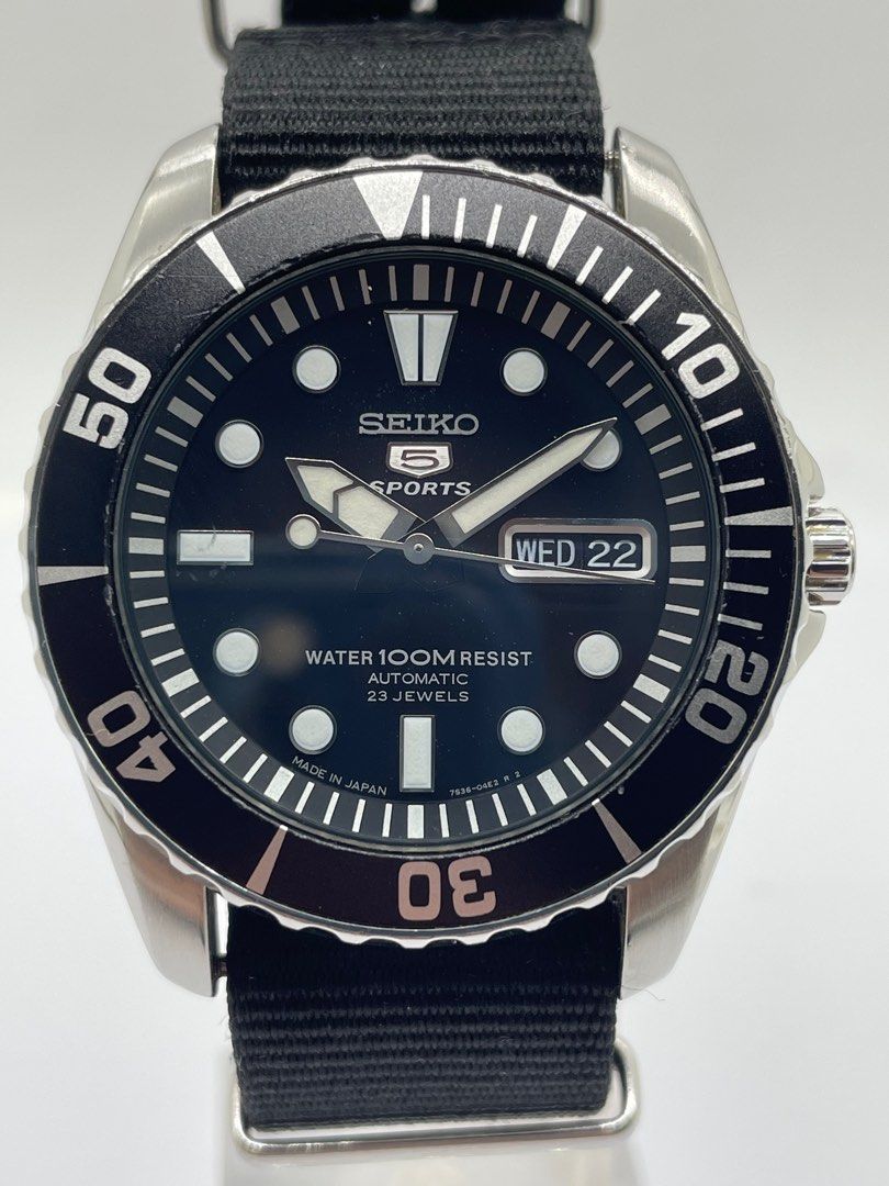 Seiko Sports SNZF17J2 Automatic Black Dial Watch, Men's