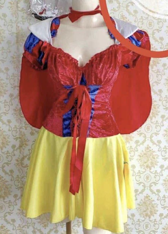 SNOW WHITE COSTUME (Category: Jumpsuits) located in General Trias. Submitted by gingerthepoodle (Listing ID 1399658527, Image 2). Description: - Leg Avenue Princess costume - Includes dress, cape, and headband - Dress colors: red, blue, and yellow - Perfect for Halloween or costume parties!.