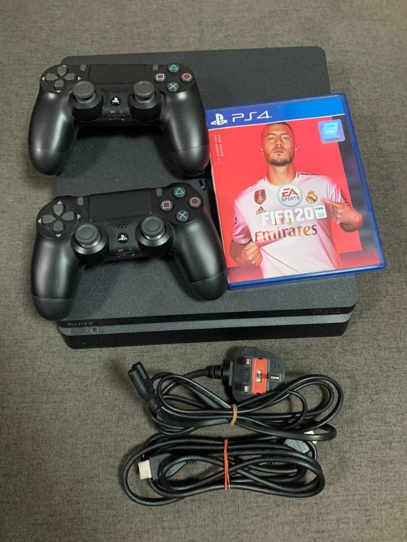 Sony PlayStation Slim with Controllers and FIFA 20, Video