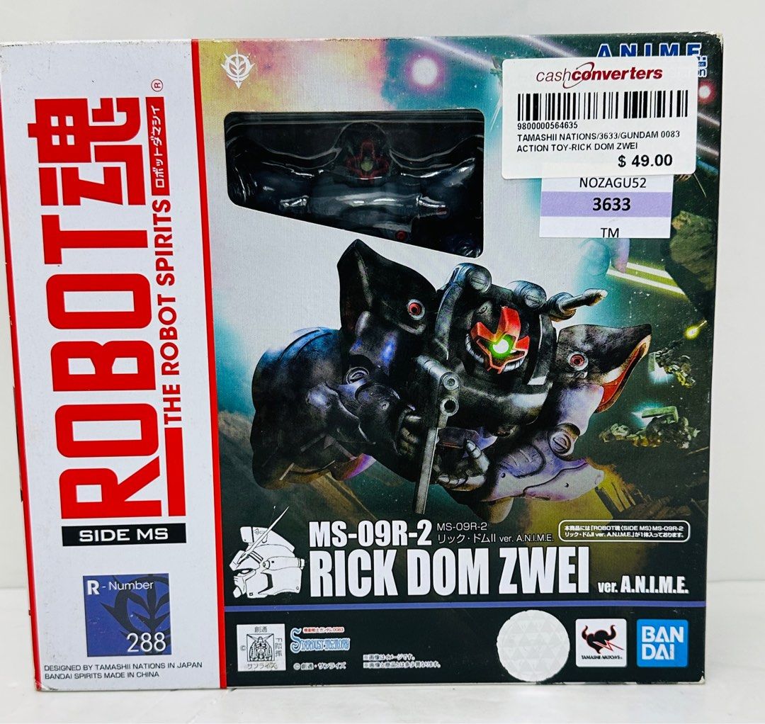 Tamashi Nation-Gundam Action Toy-Rick Dom Zwei (Category: Gundam Model Kits) located in Singapore. Submitted by tm_tp_cashconverters (Listing ID 1399697823, Image 1). Description: Tampines Cash Converters sku 9800000564635 https://cashconverters.sg/products/action-toy-rick-dom-zwei-tamashii-nations-3633-gundam-0083-stardust-memo?_pos=1&_sid=cdf3fd7f0&_ss=r For viewing, please proceed to our store (Cash Converters) located @ Blk 510 Tampines Centr