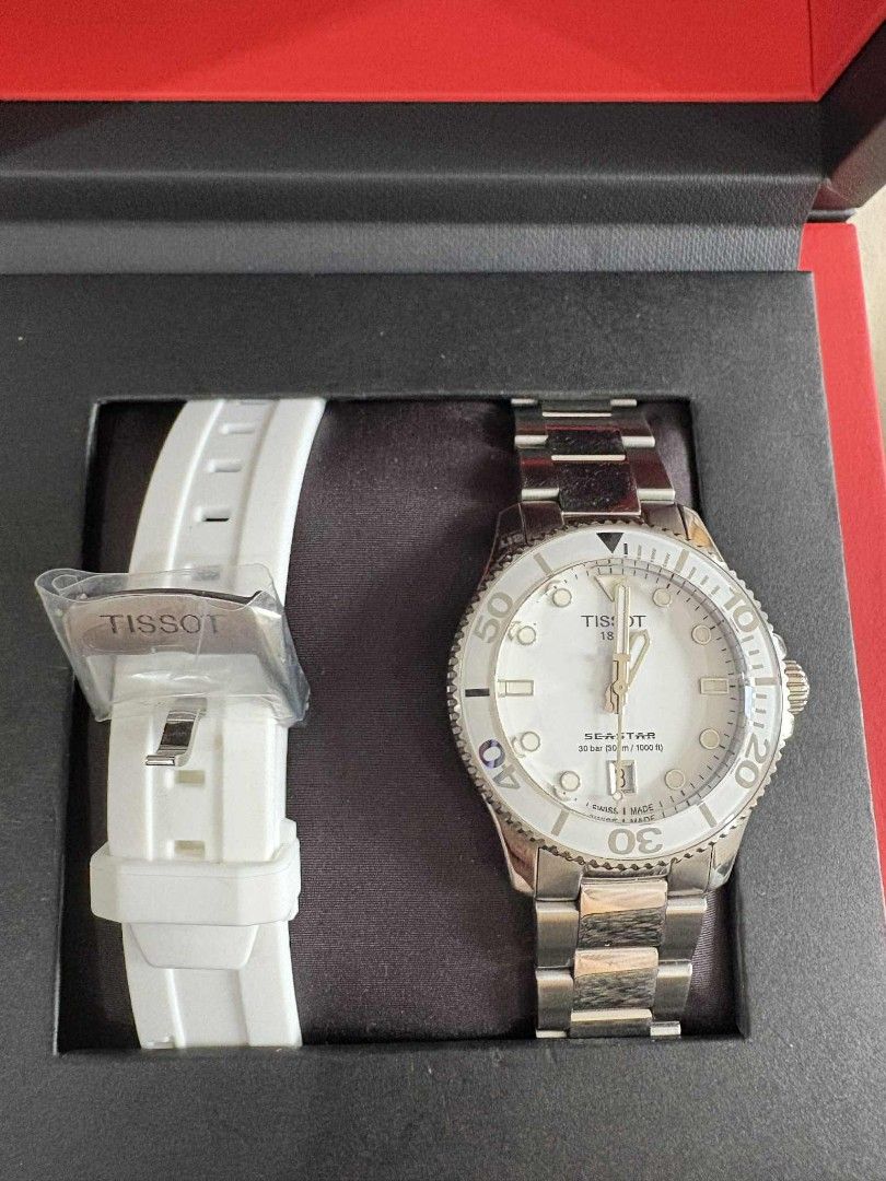 Tissot Seastar 1000 Quartz Watch (Category: Luxury Watches) located in Paranaque City. Submitted by sneakyfied (Listing ID 1399778517, Image 2). Description: comes with original box rubber strap unused watch itself slightly used.
