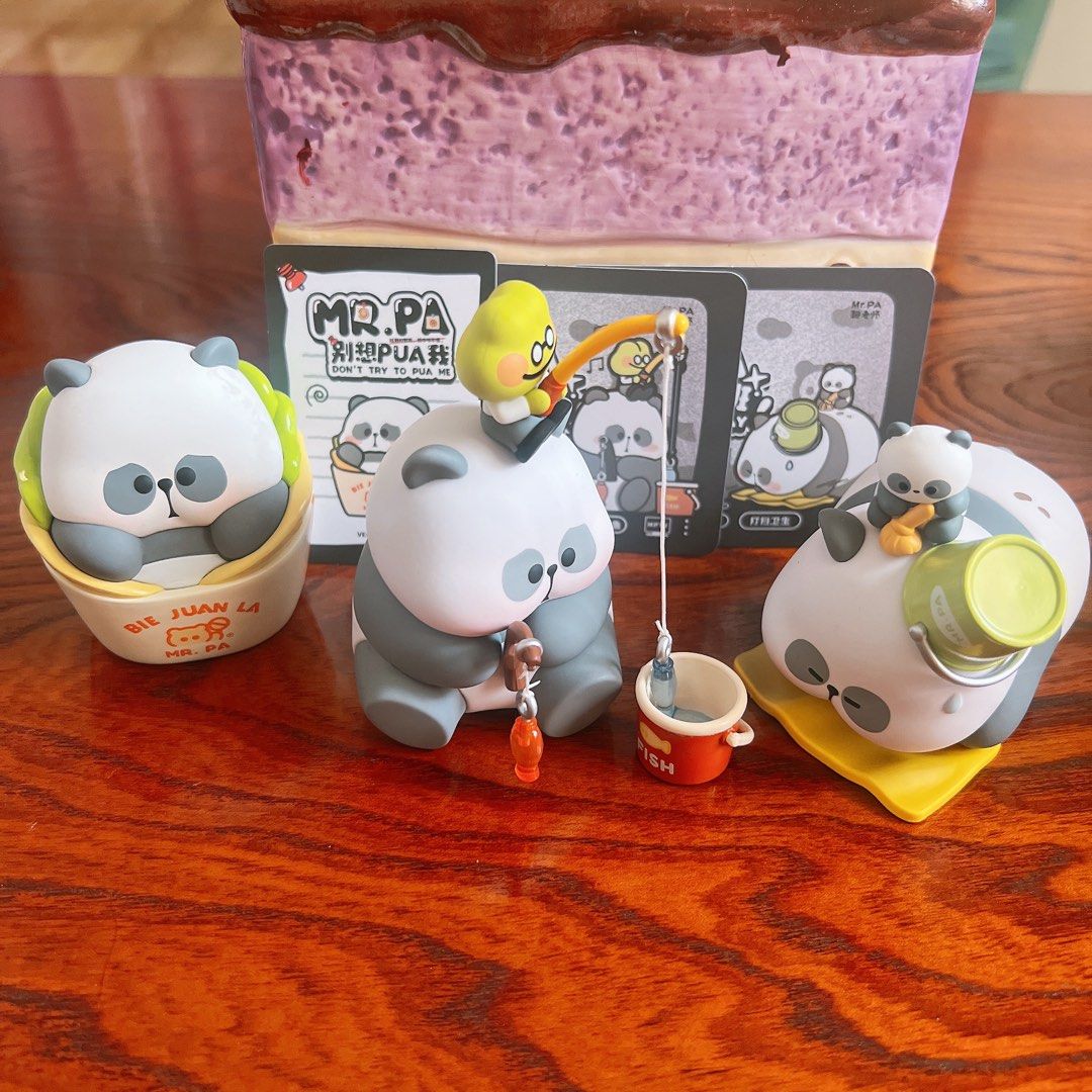 TOYCITY Mr. PA Blind Box Figures (Category: Designer & Blind Box Toys) located in Manila. Submitted by punini (Listing ID 1399669278, Image 2). Description: Fishing - SOLD Cleaning - 300 (minor stains) Sandwich - 250 (flaw: obvious discoloration. Please check pic) - What you see is what you get. - Preloved - If you need more images, pls feel free to message me. Thank you. MOP: Gcash/Bank Deposit Meetup: AMMB / MoA (Weekends Only) Courier: Grab / 
