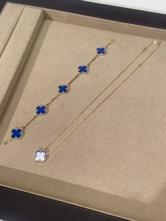 Van Cleef \\u0026 Arpels 四葉草項鍊手鍊套裝64246533328130110