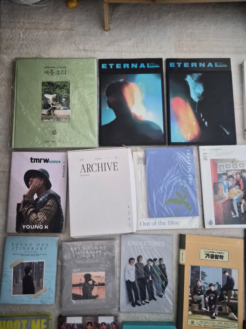 DAY6 albums and merch (Category: CDs & DVDs) located in Makati City. Submitted by parkjae_ (Listing ID 1389931153, Image 3). Description: All Day6 Albums from Daydream to Negentrophy. Plus Wonpil Solo Album, Young K 1st Solo Album and Dowoon Single Album. Also some photobooks and special Magazines. Also includes the Day6 Box for the Book of Us Albums..