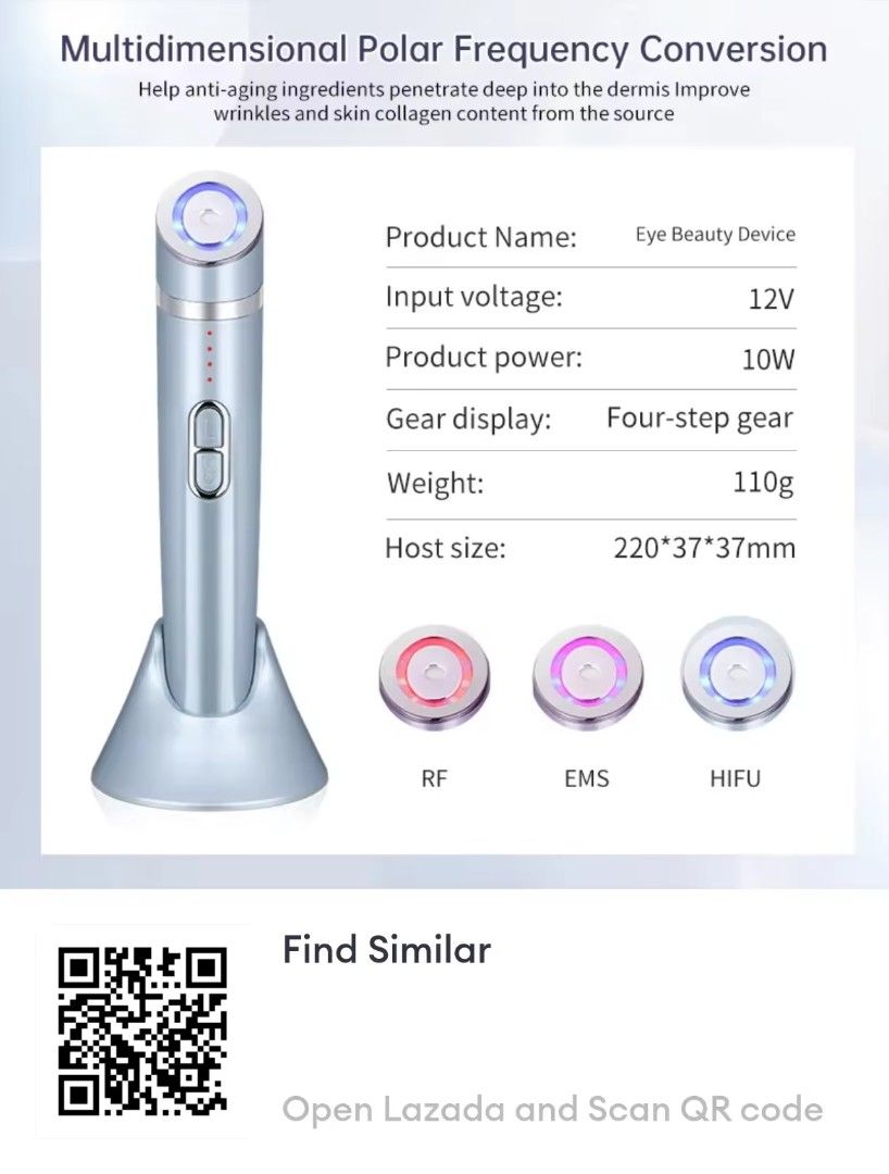 EMS Photon Therapy Eye Massager (Category: Face Care) located in Quezon City. Submitted by dawnest (Listing ID 1399850260, Image 2). Description: I just checked to see if it was working properly. I had collagen injections and was currently unable to use it. Originally bought for ₱2,400. .