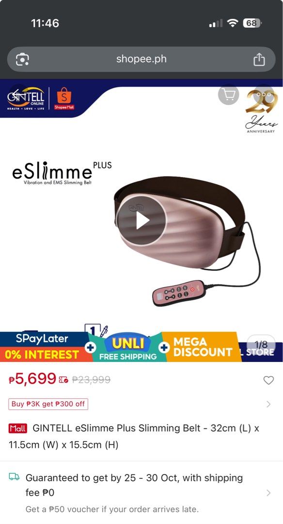 GINTELL eSlimme Plus Slimming belt (Category: Body Care) located in Antipolo. Submitted by jb_declutter (Listing ID 1399859147, Image 2). Description: .