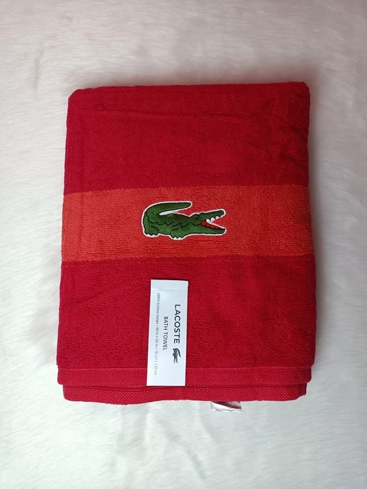Lacoste bath towel large (Category: Bath) located in Bacoor. Submitted by itsmhauiii (Listing ID 1399876140, Image 3). Description: With tag & paperbag.