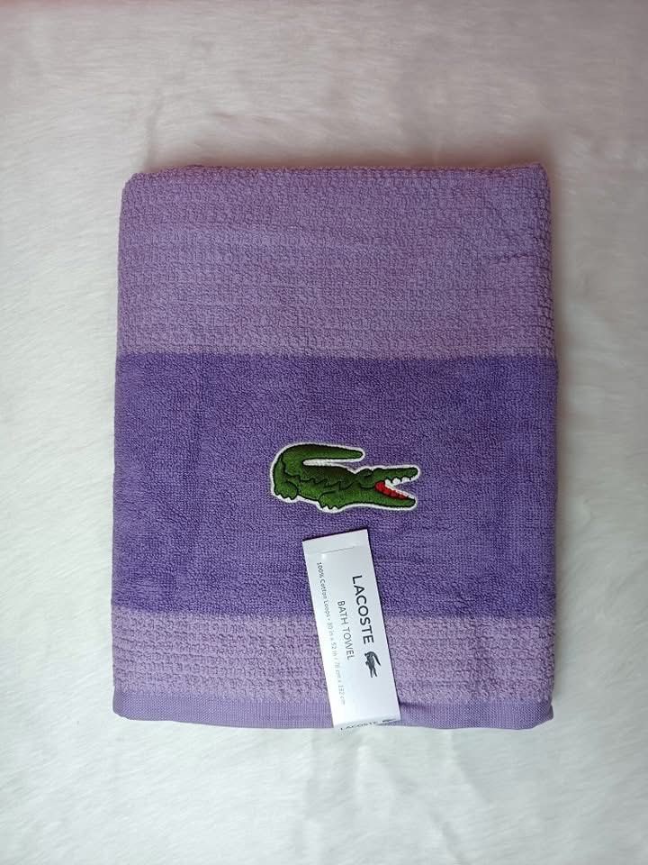 Lacoste bath towel large (Category: Bath) located in Bacoor. Submitted by itsmhauiii (Listing ID 1399876140, Image 2). Description: With tag & paperbag.